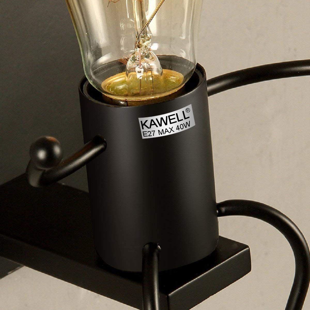 KAWELL Créatif Rétro Applique Murale Intérieur Vintage Lampe Murale Industriel Lampe de Mur Fer à Repasser Art Déco E27 Base pour Bar, Chambre à Coucher, Cuisine, Restaurant, Café, Couloir,Noir
