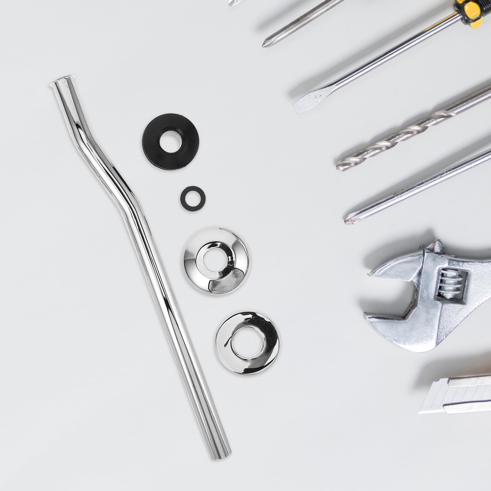 Gatuida Kit de descarga de urinario: tubo de entrada de acero inoxidable, repuesto universal de de urinario, junta antifugas para de pared de 30 cm.
