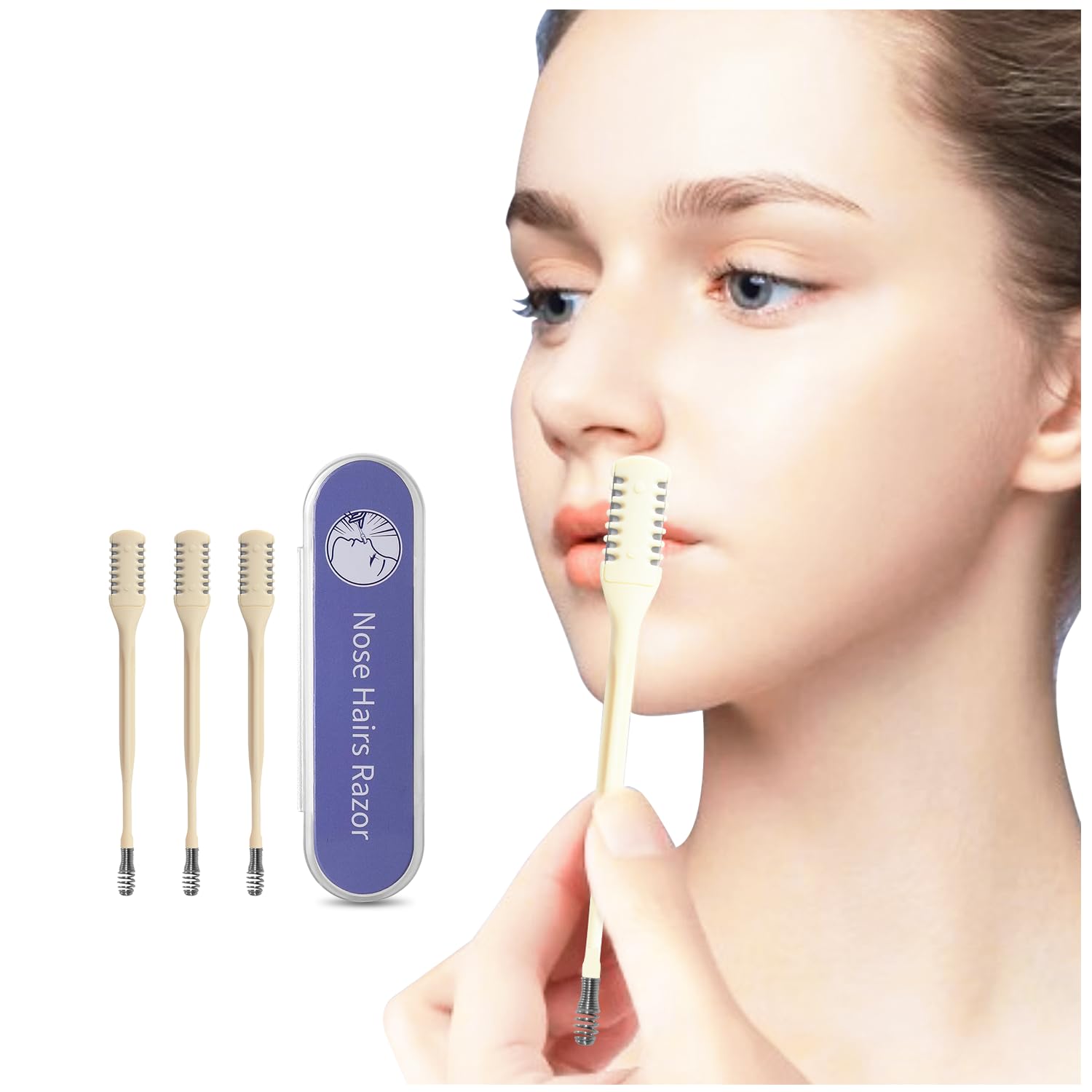 2-in-1 Nasal Hair Cutter for Women 3pcs Double Sided Nasal Hair Cutter Nostril Hair Remover Tool 360 Rotating
