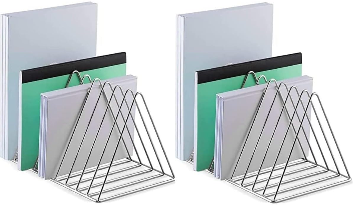 VK15 COLLECTION 9 Slot Triangle Rack for Newspapers Files Folders Organizing Magazine Books Desk Space Organizer Case Book Stand Perfect For Study Table Office (Pack of 2)-picture-20