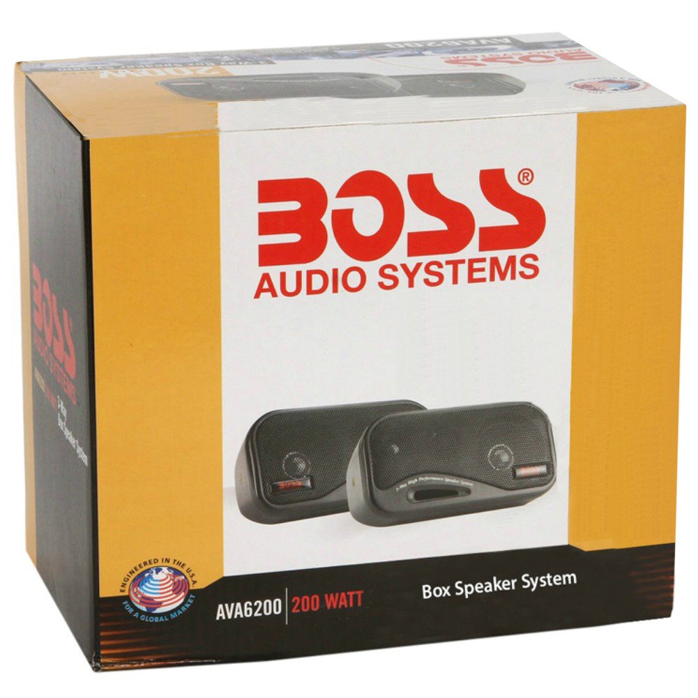 2 BOSS AUDIO SYSTEM AVA6200 AVA 6200 casse nere bass reflex 18,50 cm a 3 vie 100 watt rms 200 watt max per interni auto casa locali commerciali, a coppia