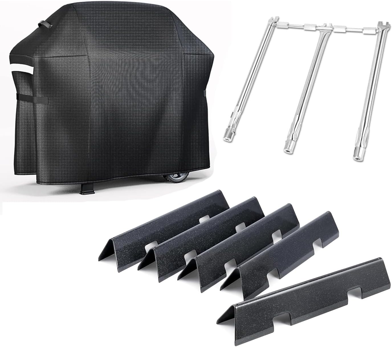 QuliMetal 15.3" Flavorizer Bars, 69787 Grill Burner and Grill Cover for Spirit 300 and GS4 Spirit II 300, Spirit E310 S310 E/S320 E/S330 Series Gas Grills with Front Control Knobs