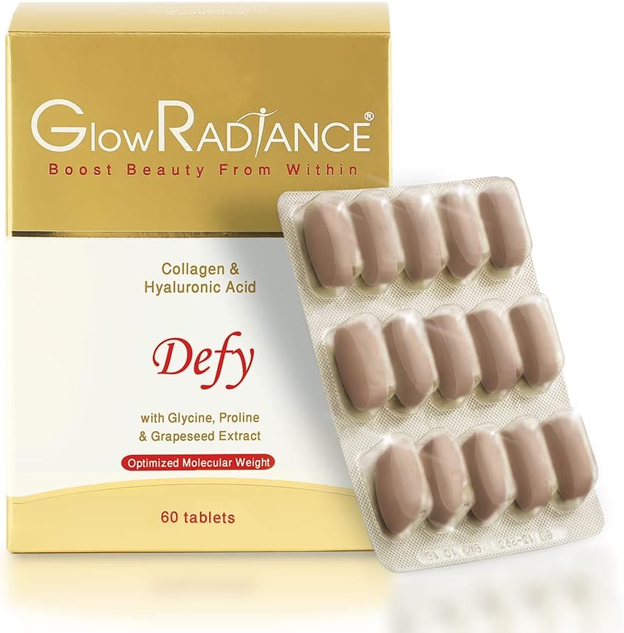 Collagen+ Hyaluronic Acid | With Glycine,Grapeseed Extract to Boost Skin Repair & Regeneration For Youthful & Radiant Skin | For Both Men & Women | 60 Tablets