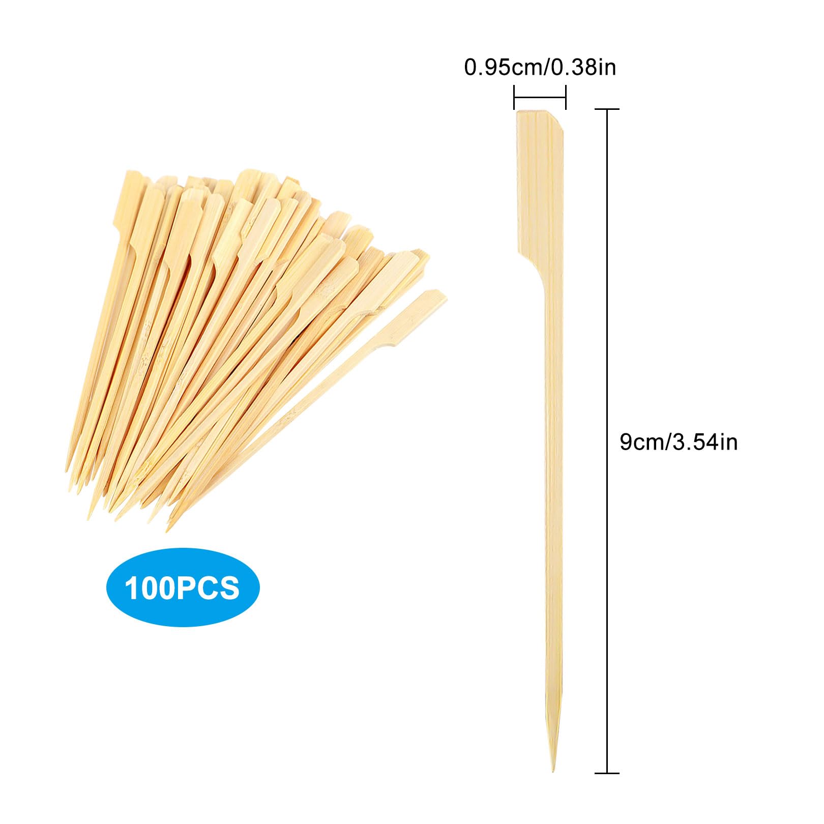 100 Pcs Wooden Skewers for Kebabs,Eco-Friendly Kebab Sticks Wooden,Wooden Burger Skewers for Kebabs,Mini Bamboo Skewers,Barbecue Skewer Sticks for Cocktails Buffets Sandwich Marshmallow(12cm) - Image 2