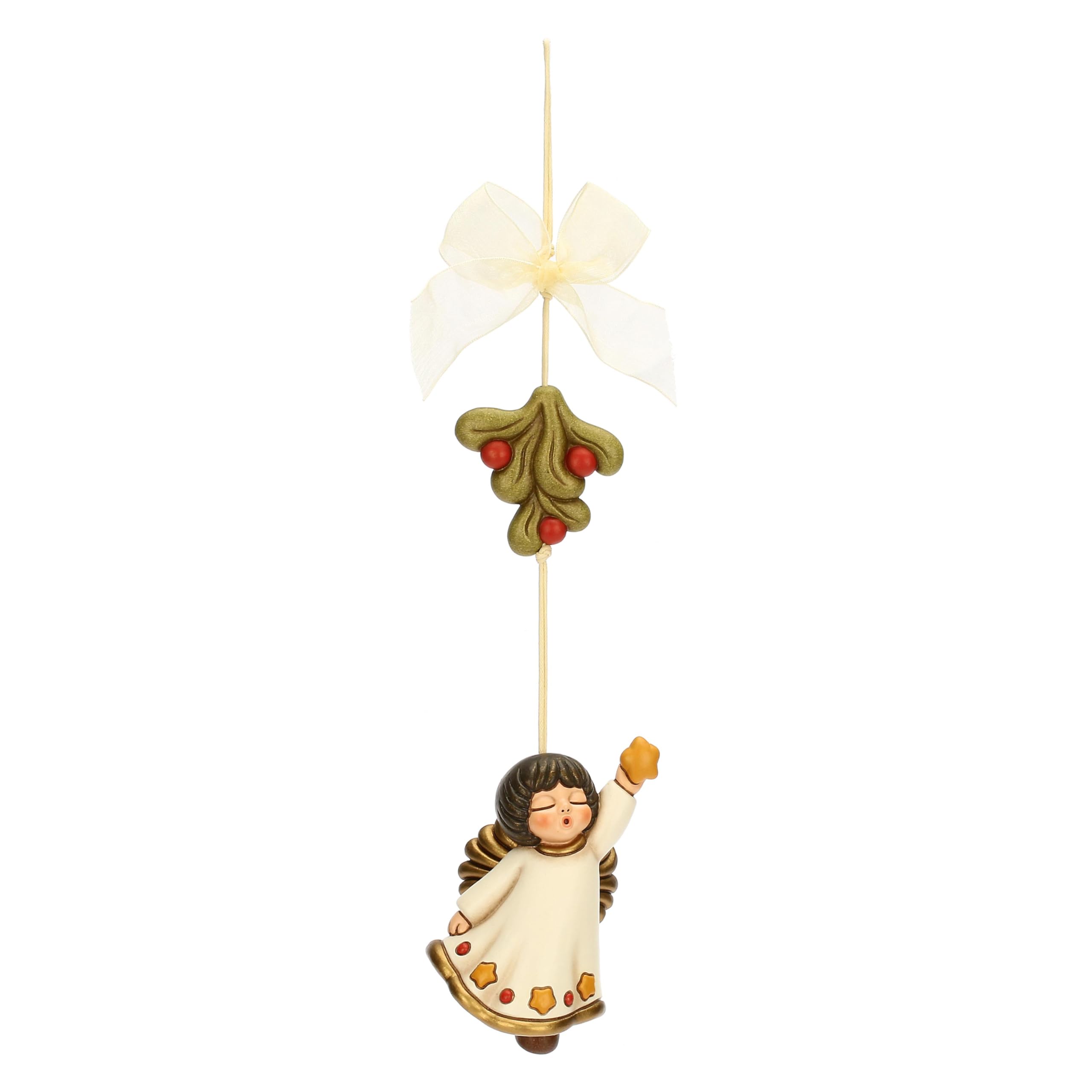 THUN, Angel Dream Catcher with Mistletoe in Ceramic, Christmas Surprises Collection, Collectible Furniture, Idea