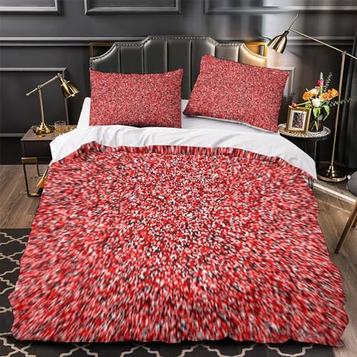 Juego funda nórdica 3D geométrica partículas rojas microfibra cama double 200x200 cm 4