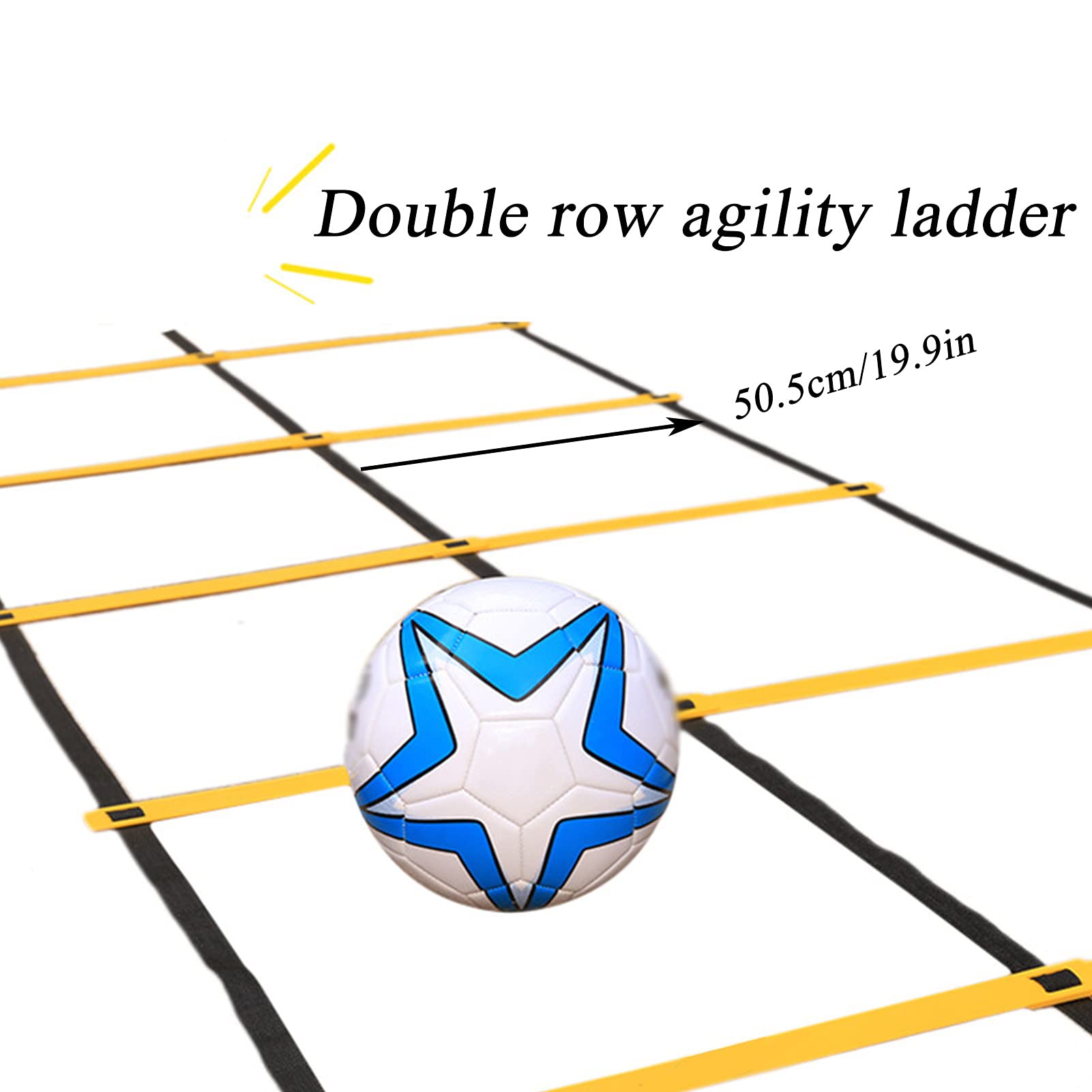 Scala di agilità Scala Di Agilità A Doppia Fila, Attrezzatura Per L'allenamento A Velocità Regolabile, Scala Da Salto Per L'allenamento Della Flessibilità Del Calcio, Per Esercitazioni All'ap(Size:4m)