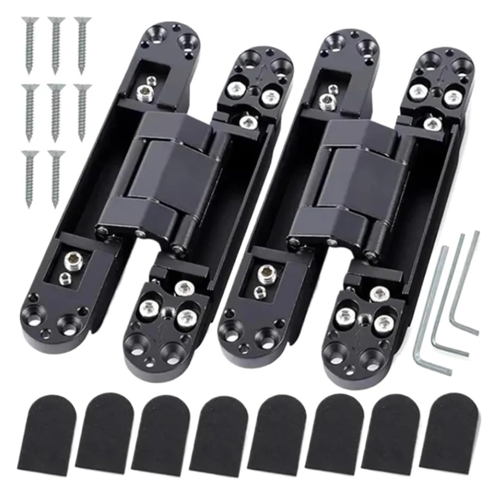 Verstecktes Kreuzscharnier aus Metall | Schwarz/Silber, 2 Stück, 40/80 kg, 180 Grad verstellbar, verdeckt: Schrank/Schrank/Falttür(2pcs 80kg-black)