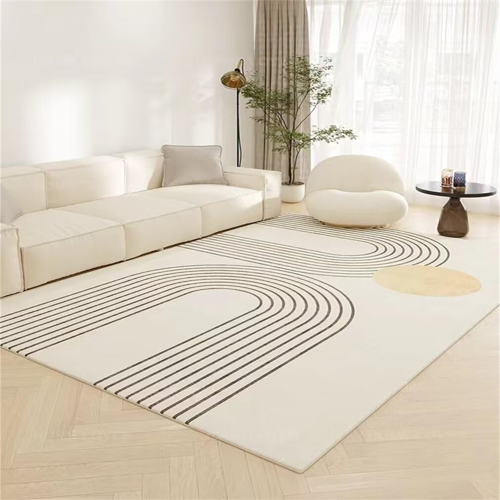 RUGMRZ Colore Sabbia Alfombras Entrada Casa 300x400CM Alfonbras De Salon Grandes Alfombras Infantiles Grandes Alfombra Suave y Confortable con diseño de Rayas francesas.