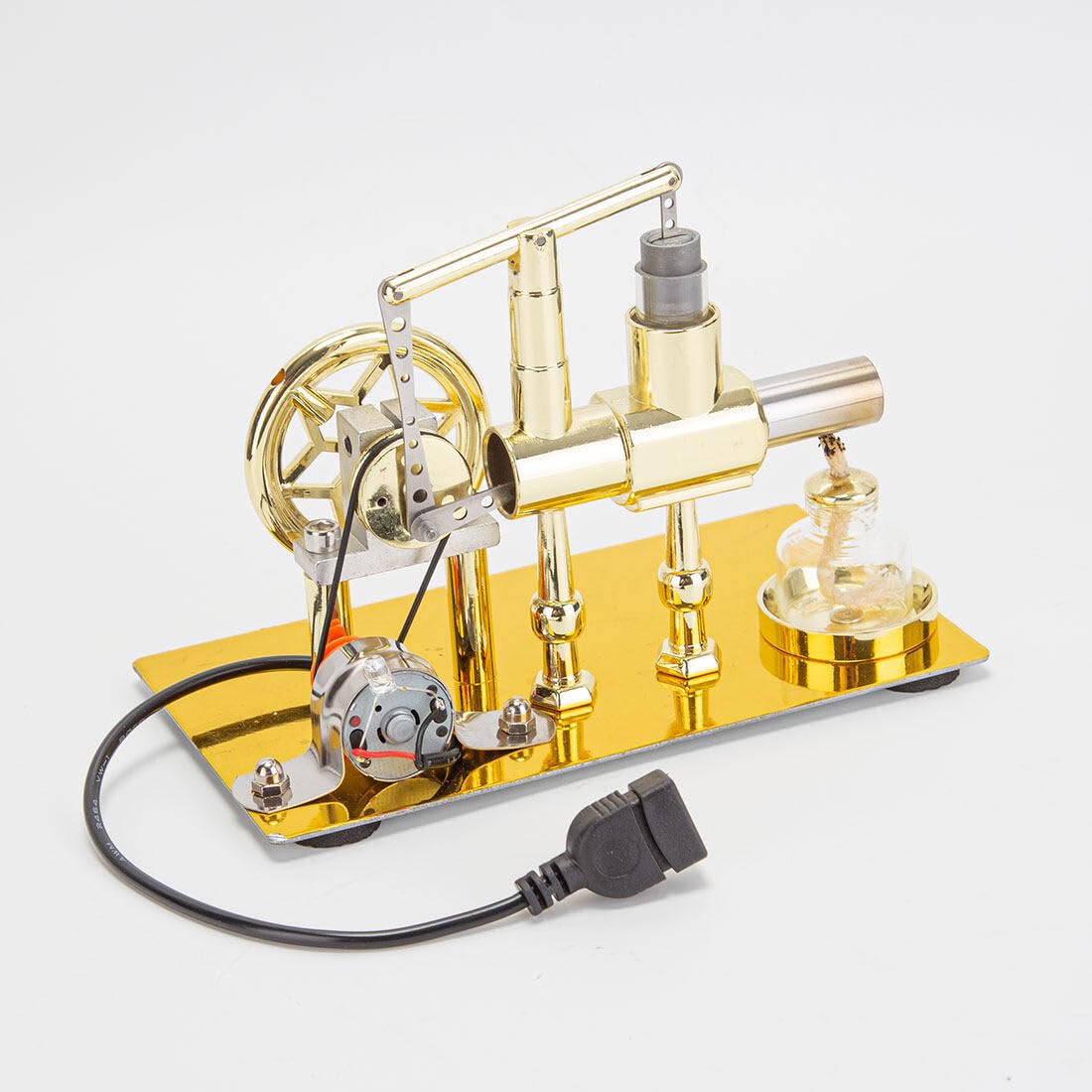 Joytopiaminds Heißluft-Stirlingmotor mit USB-Beleuchtung, Einzylinder-Modell eines Stirlingmotors mit Ausgleichsfunktion für Technikbegeisterte und Physik-Experimente