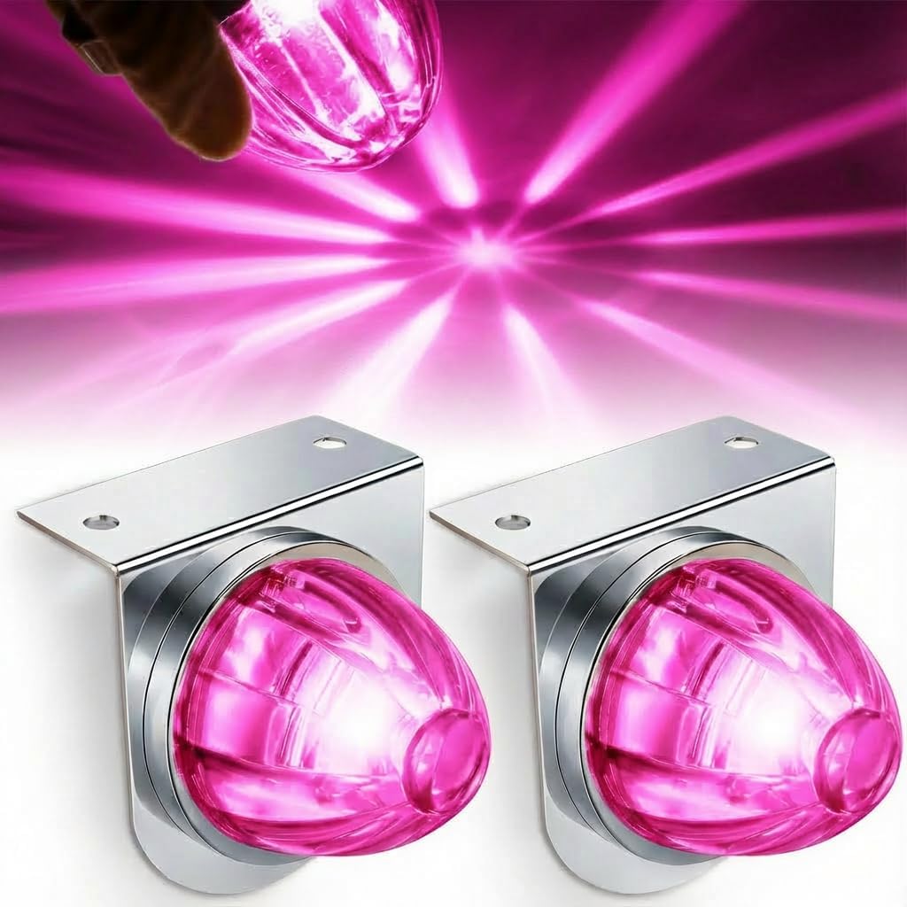 2PCS LED Star Watermelon Marker Lights with Brackets，LED Watermelon Light Side Markering Lamp Indicator, Outline Water Melon Side Marker for Semi Truck (White)