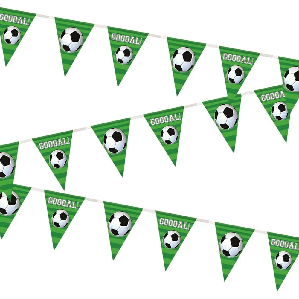 Green Beauty 3D Soccer Plastic Flag Banner (365cm) - Perfect Party Decor for Celebrations, Parties & Game Days - 1 Pc