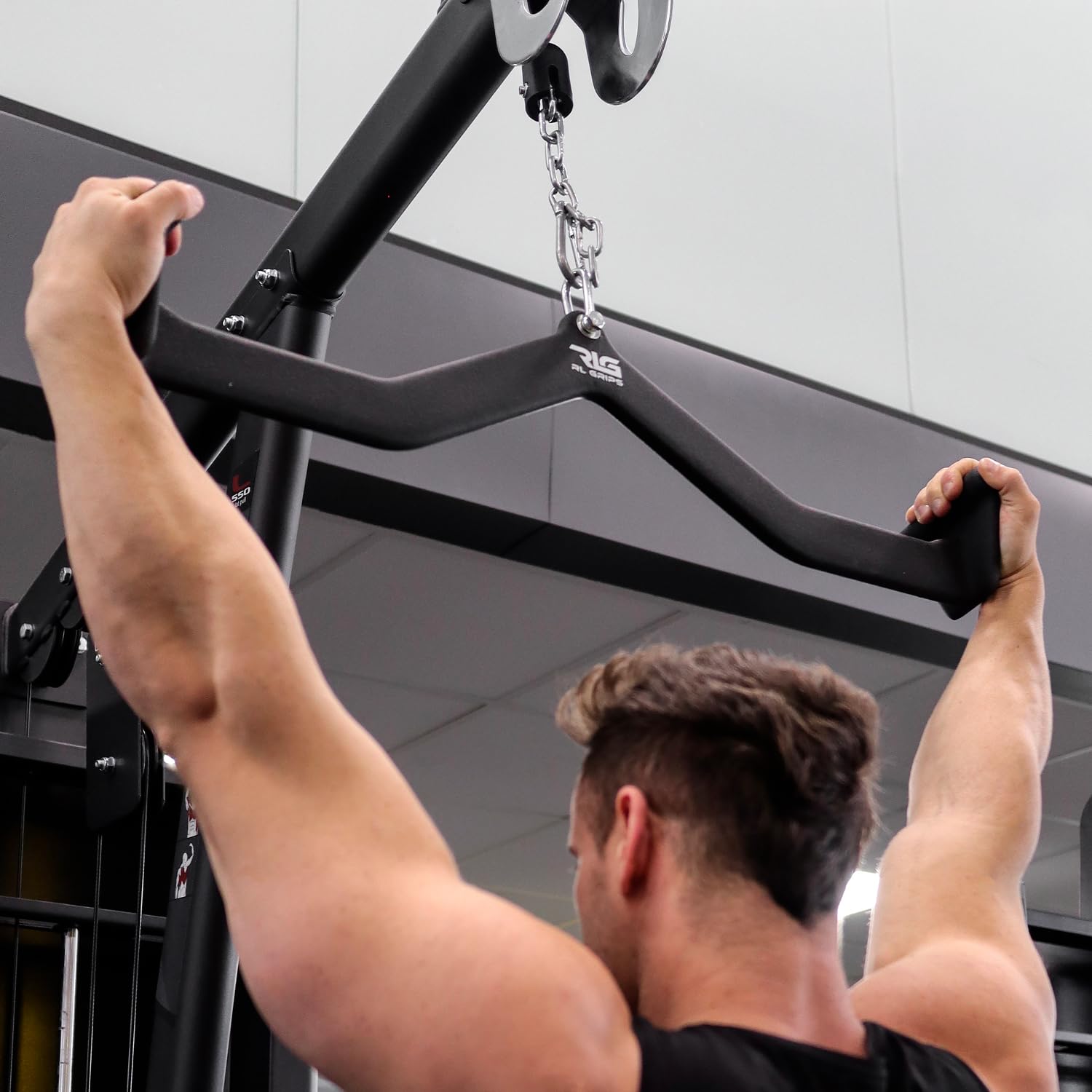 RL Grips Agarres para Poleas Gym Ergonómicos para Entrenamiento de Espalda - Manerales de Gimnasio para Dorsal con Anclaje Reforzado - Accesorios Gym para Jalones y Remos