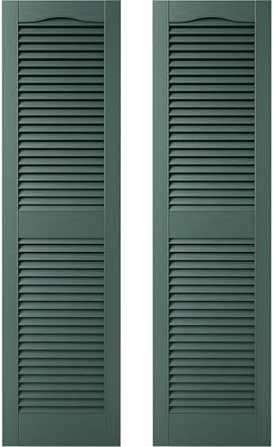 Miniatura 50 de Builders Edge 12 pulgadas de ancho x 48 pulgadas de alto, montante central superior de catedral estándar, persianas con listones abiertos, incluye