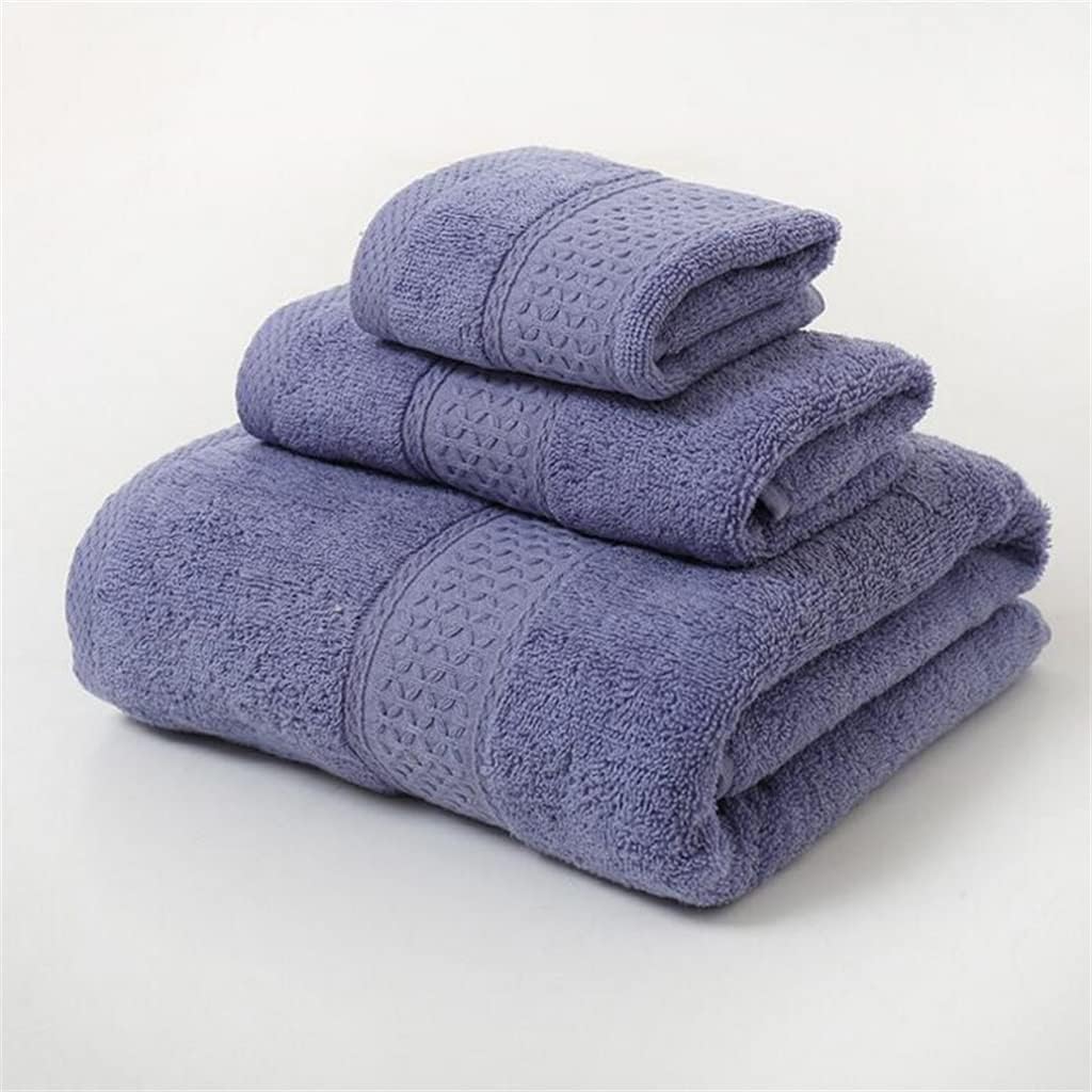 3PCS Towel Set Solid Color Cotton Large Thick Bath Towel Bathroom Hand Face Shower Towels Home for(A)