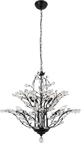 Miniatura 6 de Maxax Candelabros de cristal vintage, 8 luces ajustables de cristal K9 colgante de iluminación de techo, lámparas de techo para comedor, sala de