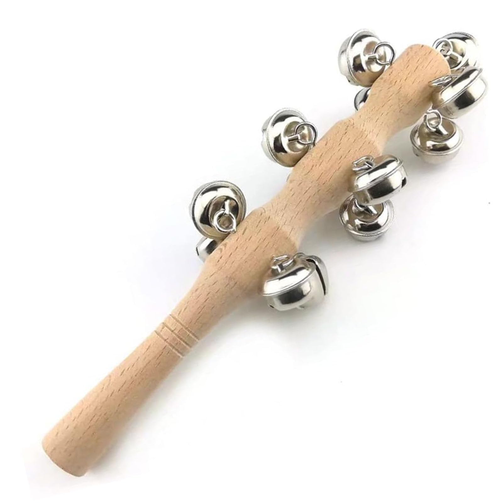 Wooden Handheld Jingle Bells Musical Instrument Jingle Bells Bar Sleigh Stick Durable Jingle Stick Shaker Rattle Funny Hand for Percussion Instrument