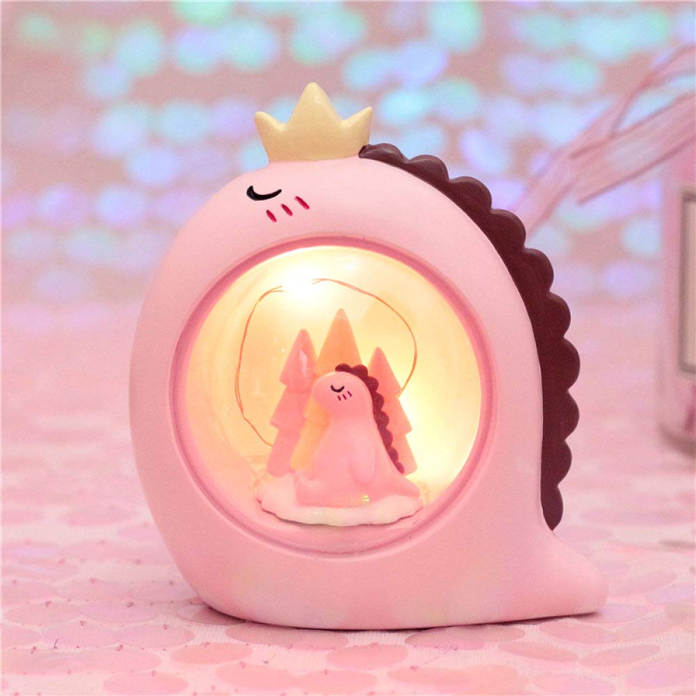 Dinosure rose en résine avec mini lampe ronde pour décoration de bureau