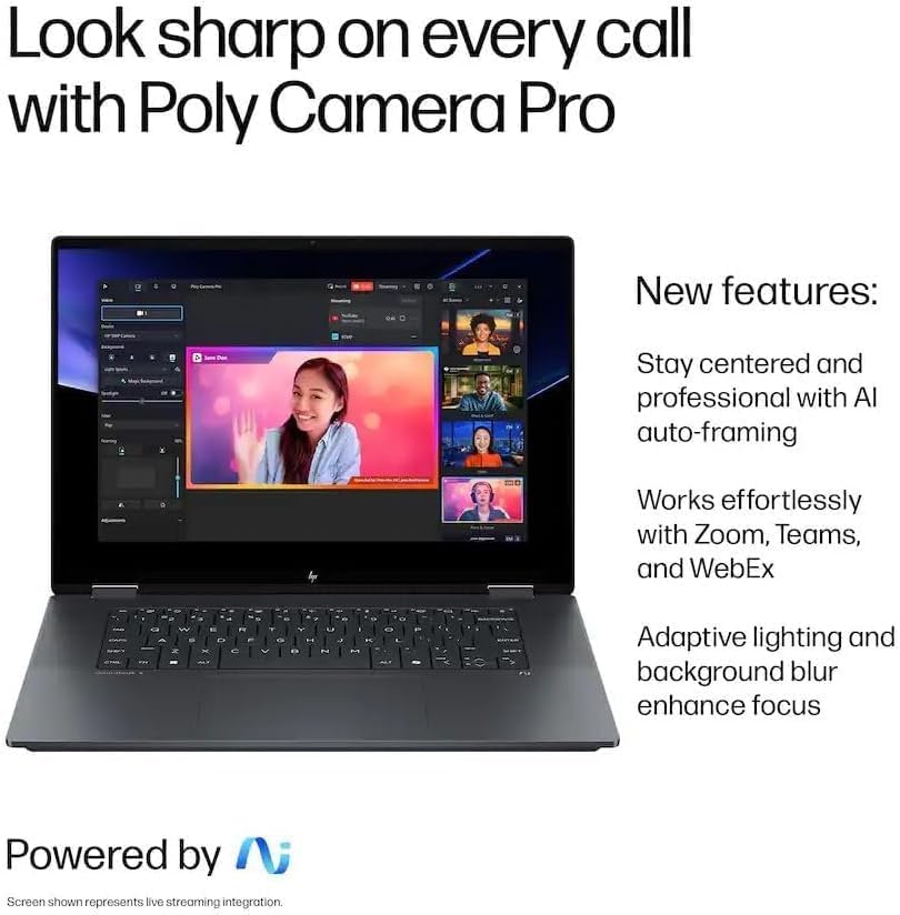 Image of HP OmniBook X Flip Copilot+ PC 16 inch WUXGA 2-in-1 Touchscreen Laptop|Intel Core Ultra 7 256V|Intel Arc 140V Graphics|Backlit| 16GB RAM DDR5 | 2TB SSD |Windows 11 Home |Bundle with Stylus Pen
