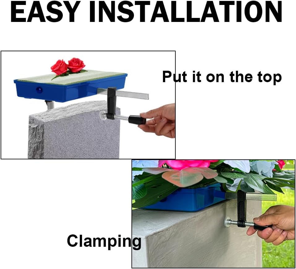 墓地墓墓石サドル2セット - 墓石フラワーサドル 決して吹き飛ばされない-再利用可能な葬儀記念碑サドルフレームホルダー、6~12イン