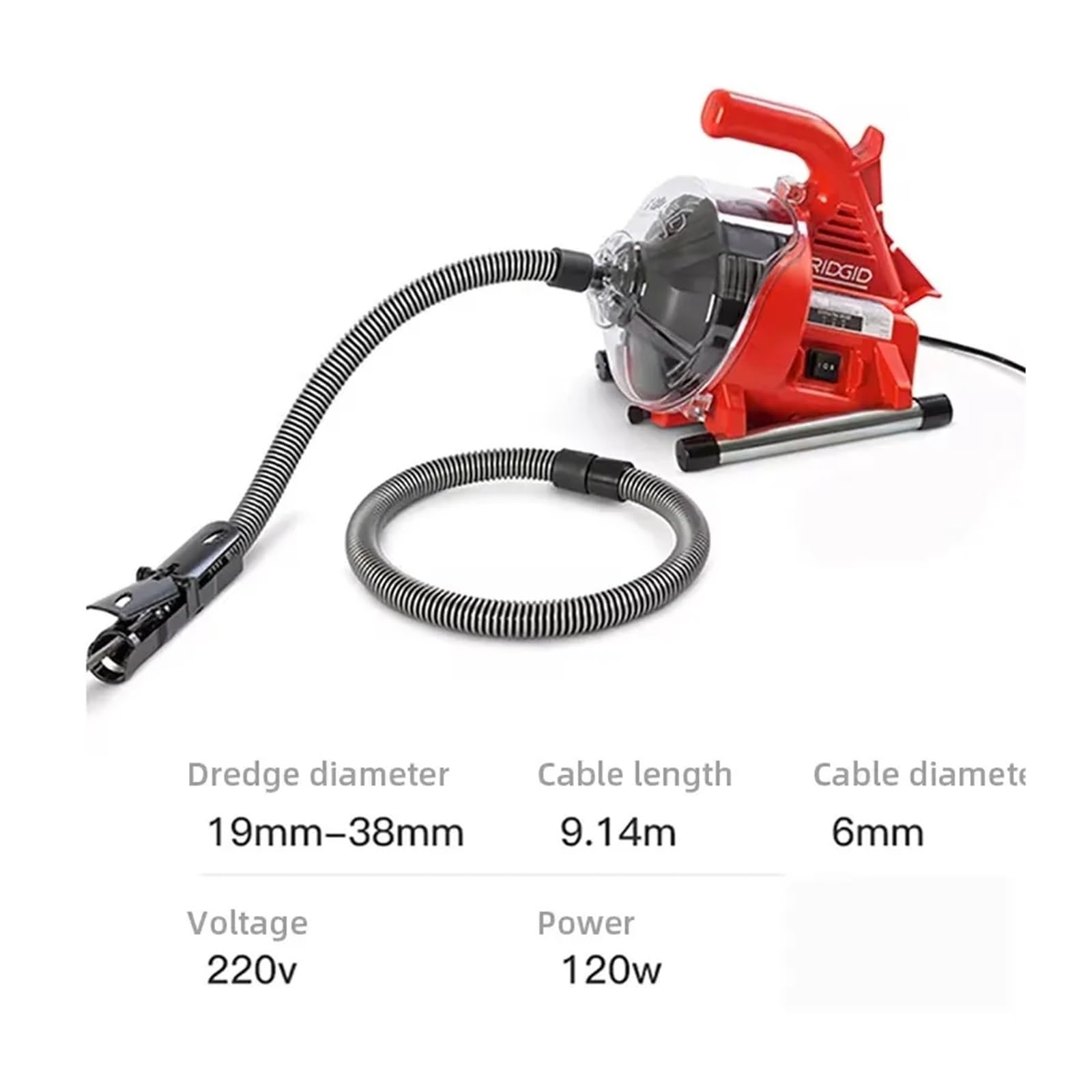 Máquina eléctrica de dragado de tuberías de alcantarillado, 120W, alta potencia, automática, for inodoro, cocina, 19-28MM, máquina de limpieza de tuberías, limpiador de draga de tuberías