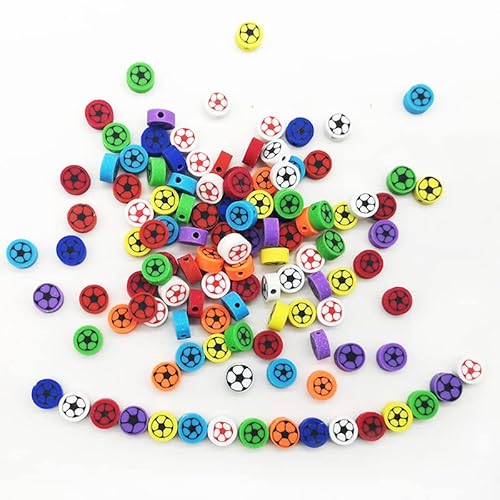 100Pcs Football Polymer Clay Spacer Beads For Women Jewelry Making Diy Bracelet Necklace Hair Clip Accessories (Football) #TOP3