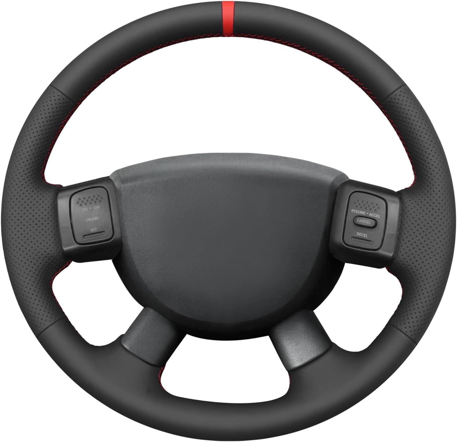 MEWANT Steering Wheel Cover for Dodge Ram 1500 2500 3500 2004 Truck Interior Accessory Made of Black Genuine Leather