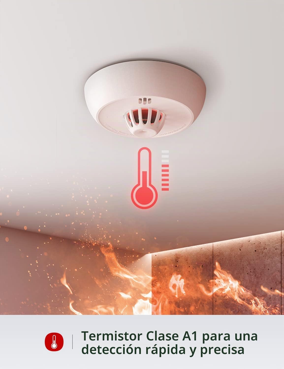 X-Sense Alarma de Calor Wi-Fi con batería sellada de 7 años y fácil configuración, Compatible con la aplicación X-Sense de Seguridad para el hogar, Requiere estación Base SBS50, XH02-M