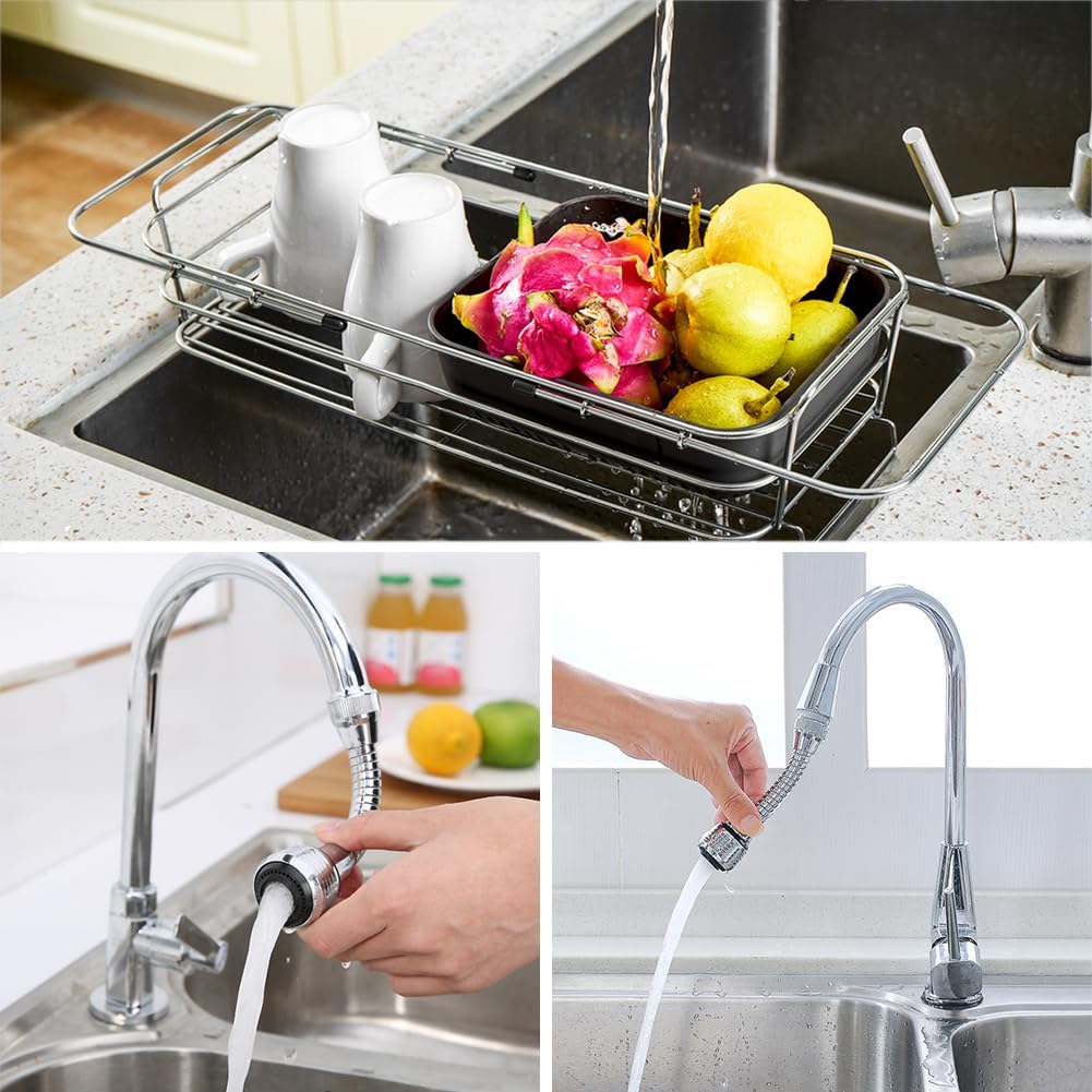 Aireador Flexible de Grifo,Boquilla de Grifo con Tubo de Extensión,Extensor de Aireador de Grifo,Manguera Aereador,cabezal Giratorio de 360 Grados,para Regulador de Chorro Cocina,Baño