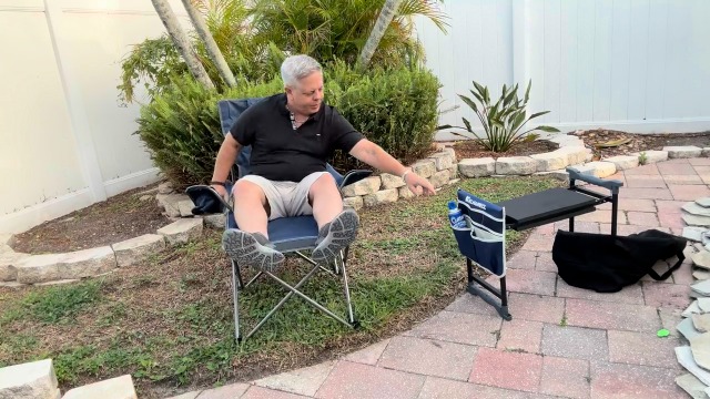 Colorsoul Silla de Camping Reclinable con Reposapiés, Silla Ajustable 90°-135° para Playa, Plegable y Resistente para Adultos, Azul miniatura 7