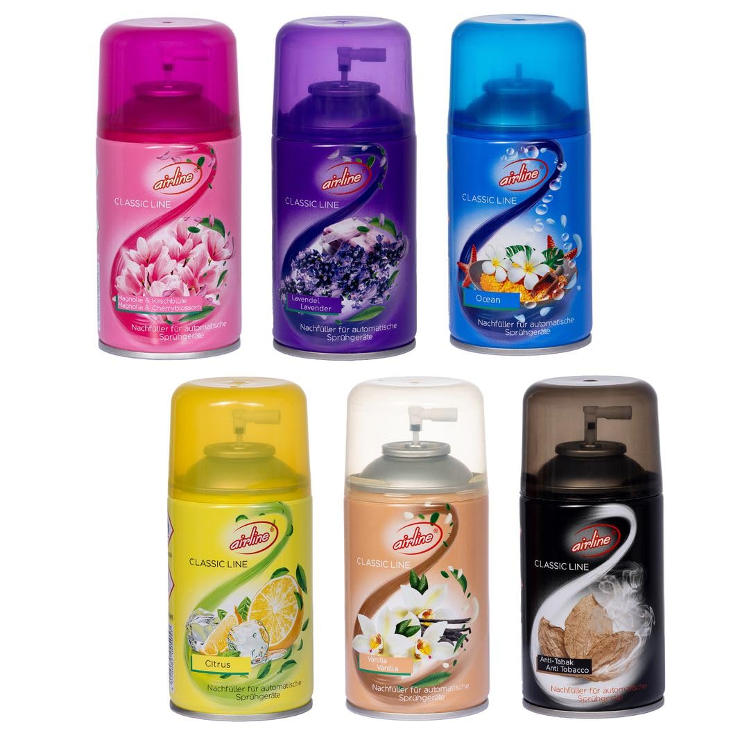 Laro Premium Airline Duftspray Klassik Line Mix Paket 6/12/24/48/96stk verschiedene hochwertige Düfte Nachfüller für automatische Spender 250ml pro Dose, Anzahl:24, Duft:Mix