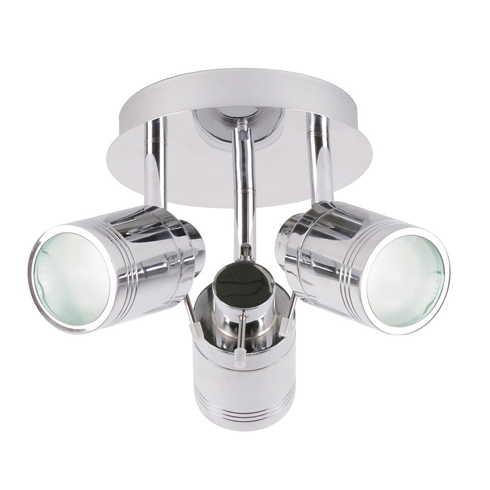 Litecraft Polished Chrome Spotlight Plate Bathroom Ip44 Rated Ceiling 3 Light