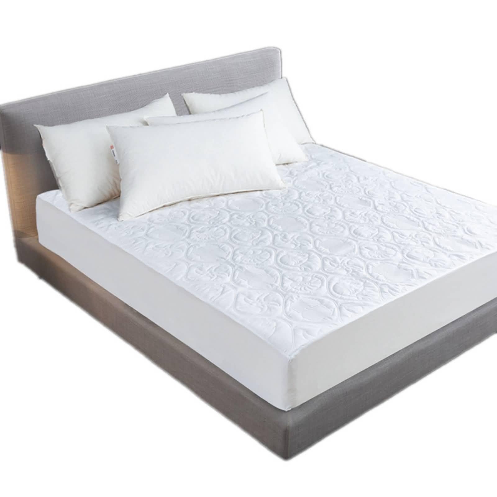 Betttuch 100x203+45cm Faltbar, Spannbettlaken Wasserbett Einfarbig, Faltenresistent Ausbleichen Polyester Bett Laken Bezug Weiß Unterbett für Matratze