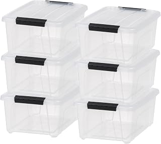 6‑Pack 13.5 Quart Stackable Storage Bins With Latching Lids & Built‑In Side Handles, Durable Medium‑Capacity Plastic Totes For Closet, Garage, Office, Dorm And Classroom Organization