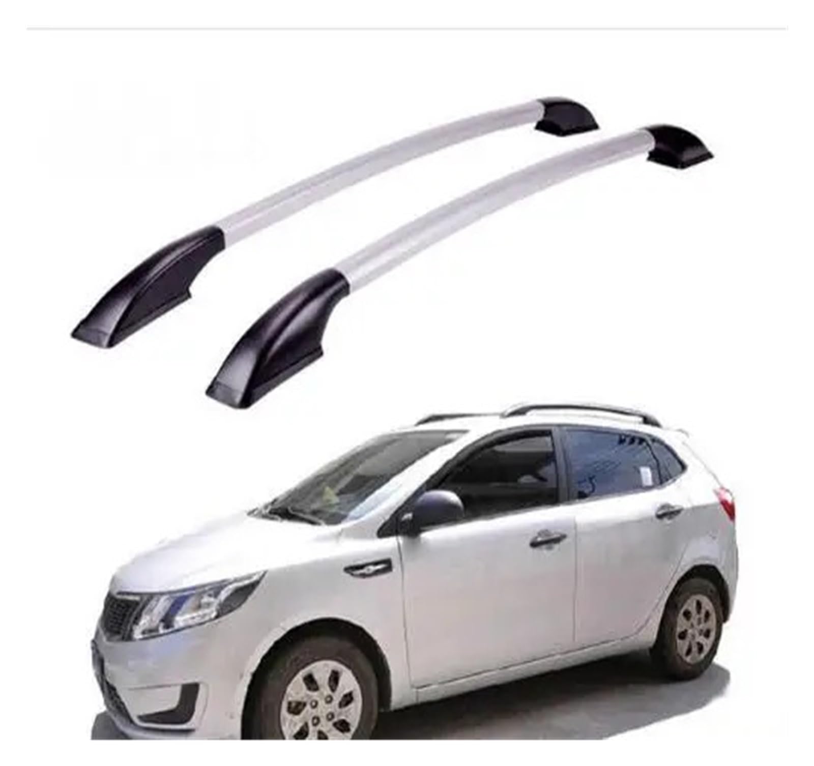 Car Styling Stickers Roof Rack Boxes Side Rails Bars Luggage Carrier A Set Compatible For KIA K2 RIO 2011 2012 2013 1.3 Meters(SILVER and BLACK)