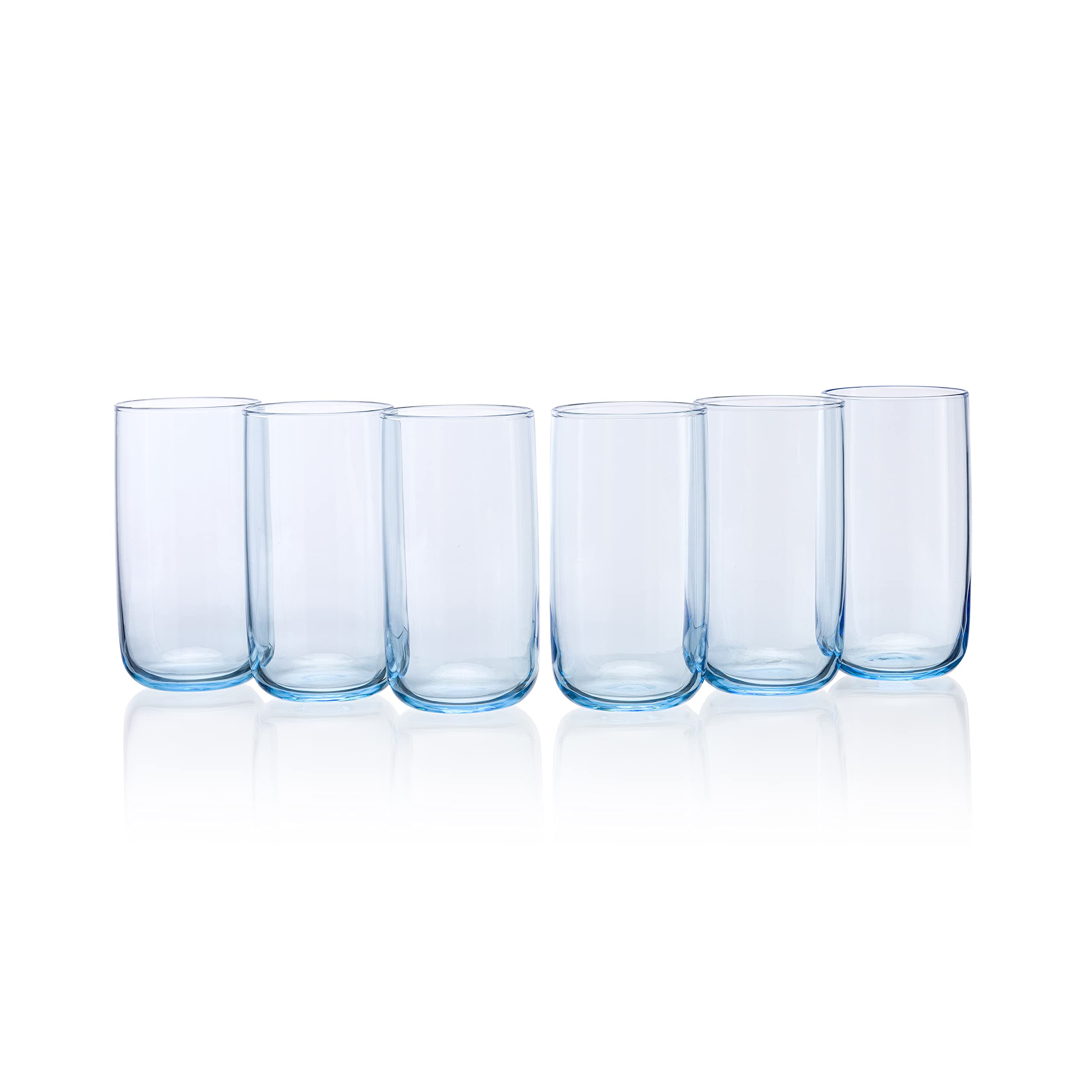 Pasabahce Iconic Glass from The Original from Turkey | Durable & Stylish Clear Turquoise Glassware for Water, Juice, Cold Drink Tumbler | Perfect for Gifting | Dishwasher Safe (6Pcs, 365 ml)