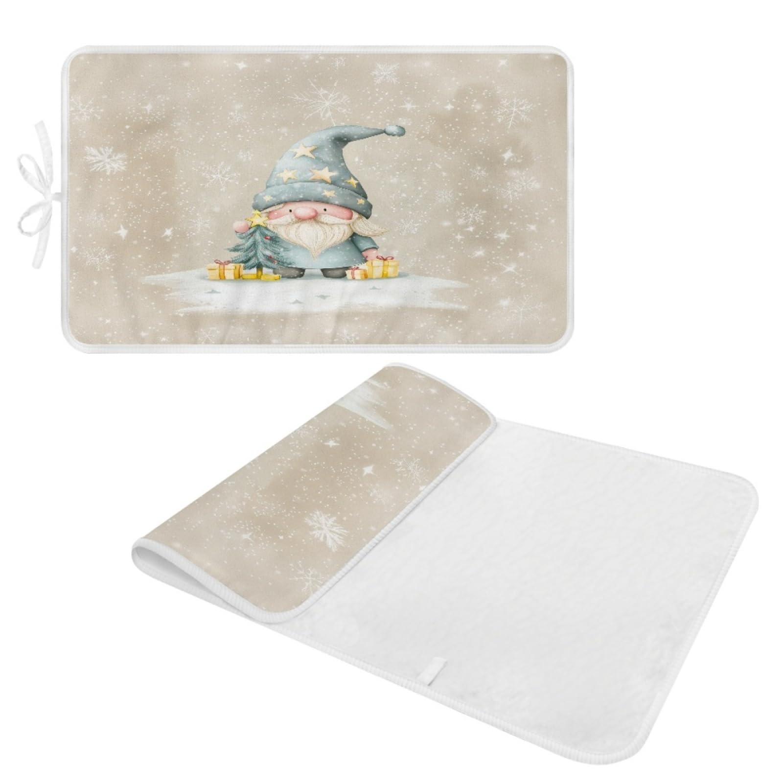 Bügelmatte Beige Weihnachtssterne Bügeleinlage Faltbares Hitzebeständig Waschbar Bügelauflage für Tisch und andere Oberflächen Bügelbrett Unterlage rutschfeste Bügeldecke 80x50cm (2 Stück)