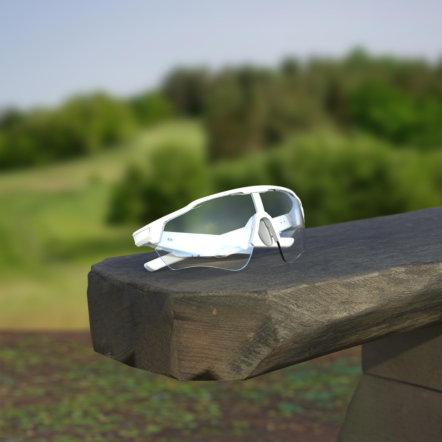 Home Lunettes de soleil Bluetooth pour homme avec haut-parleur, lunettes audio sans fil avec appels mains libres et musique, protection UV400, IPX5 pour sports et activités de plein air - Blanc