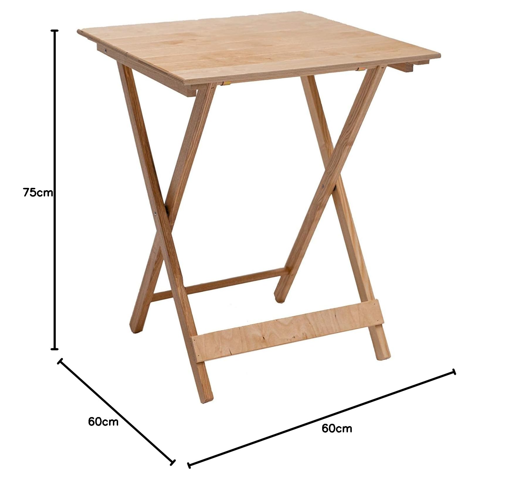 Tavolo pieghevole in legno, 60x60x75 cm