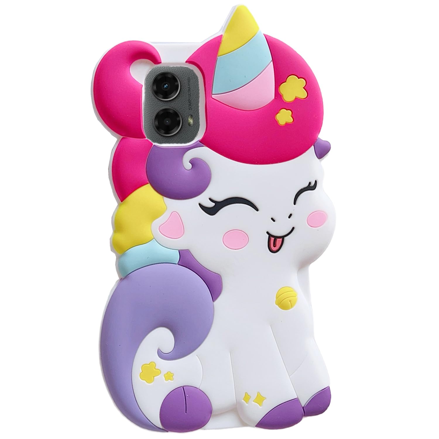 3D Cute Unicorn Soft Case for Moto G Play 5G 2024,Cartoon Kawaii Fashion Character Unicorn Horse Kids Girls Women Soft Silicone Case for Moto G Play