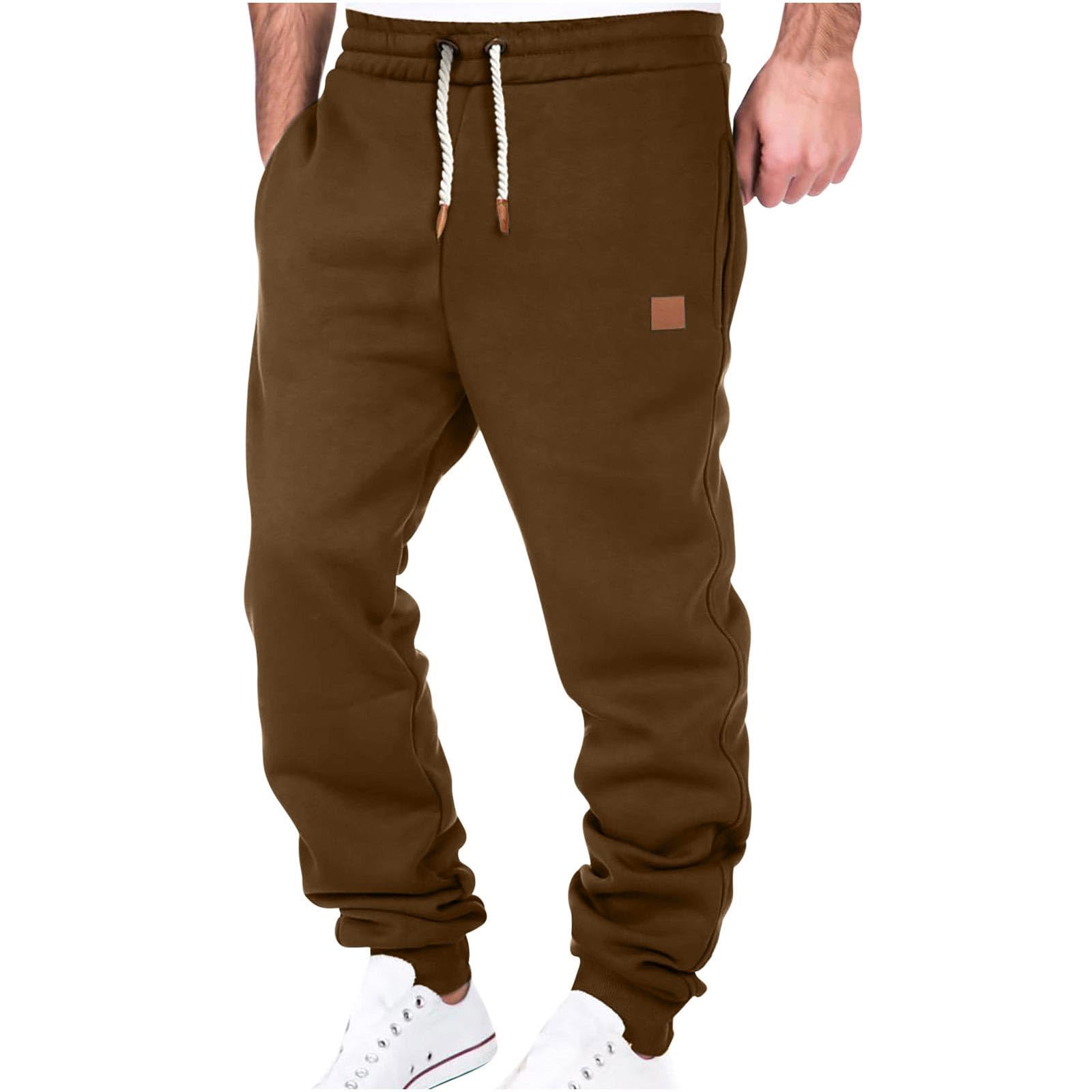 Men's Fleece Cargo Sweatpants Joggers Baggy Sweat Pants Mens Workout Gym Athletic Running Pants Trousers w Pockets