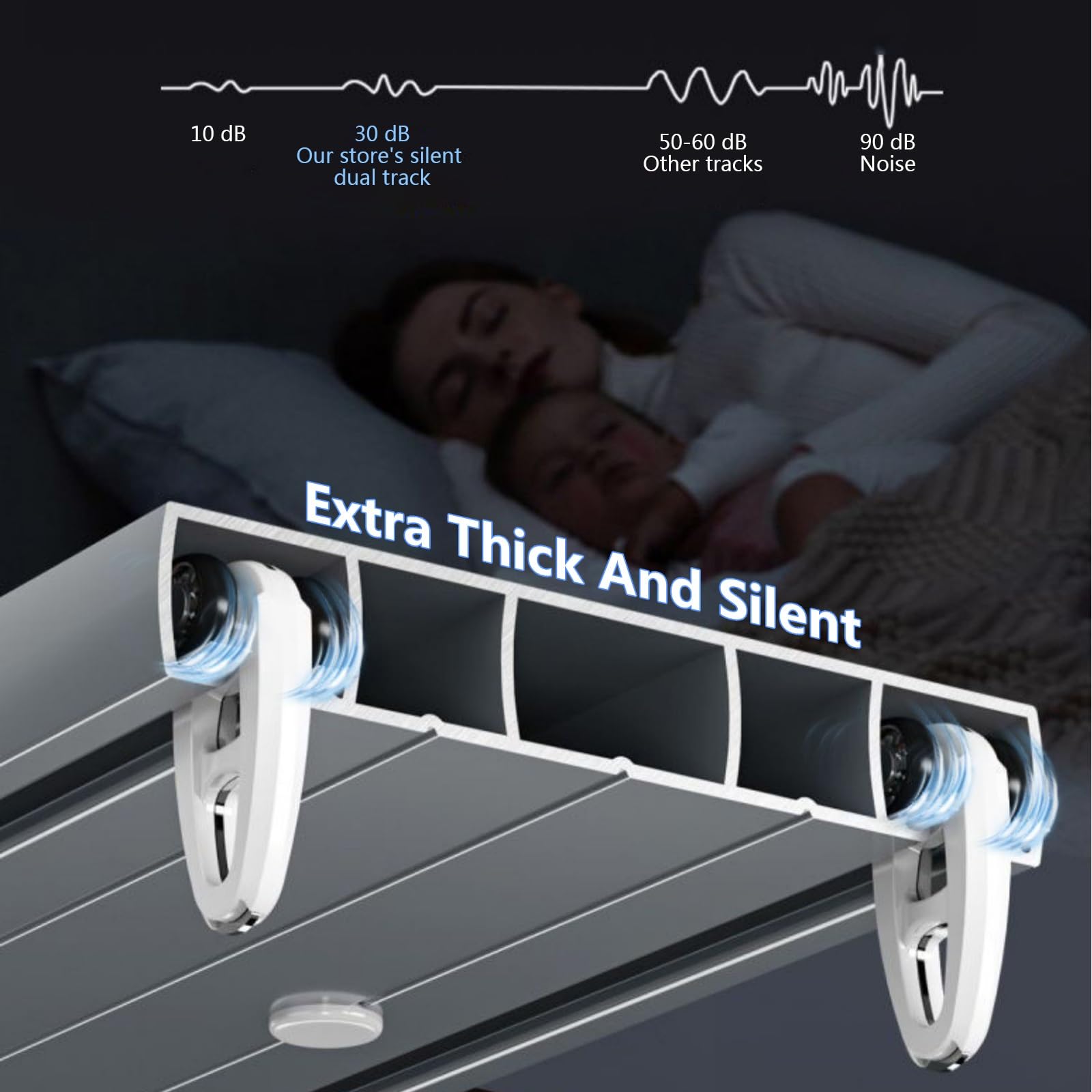 Rails de Rideaux Robustes à Double Rail, Rails de Montage au Plafond en Aluminium, pour cloison de séparation de Salon ou de Chambre, faciles à Installer (Gris, 75 cm/2,46 pi)