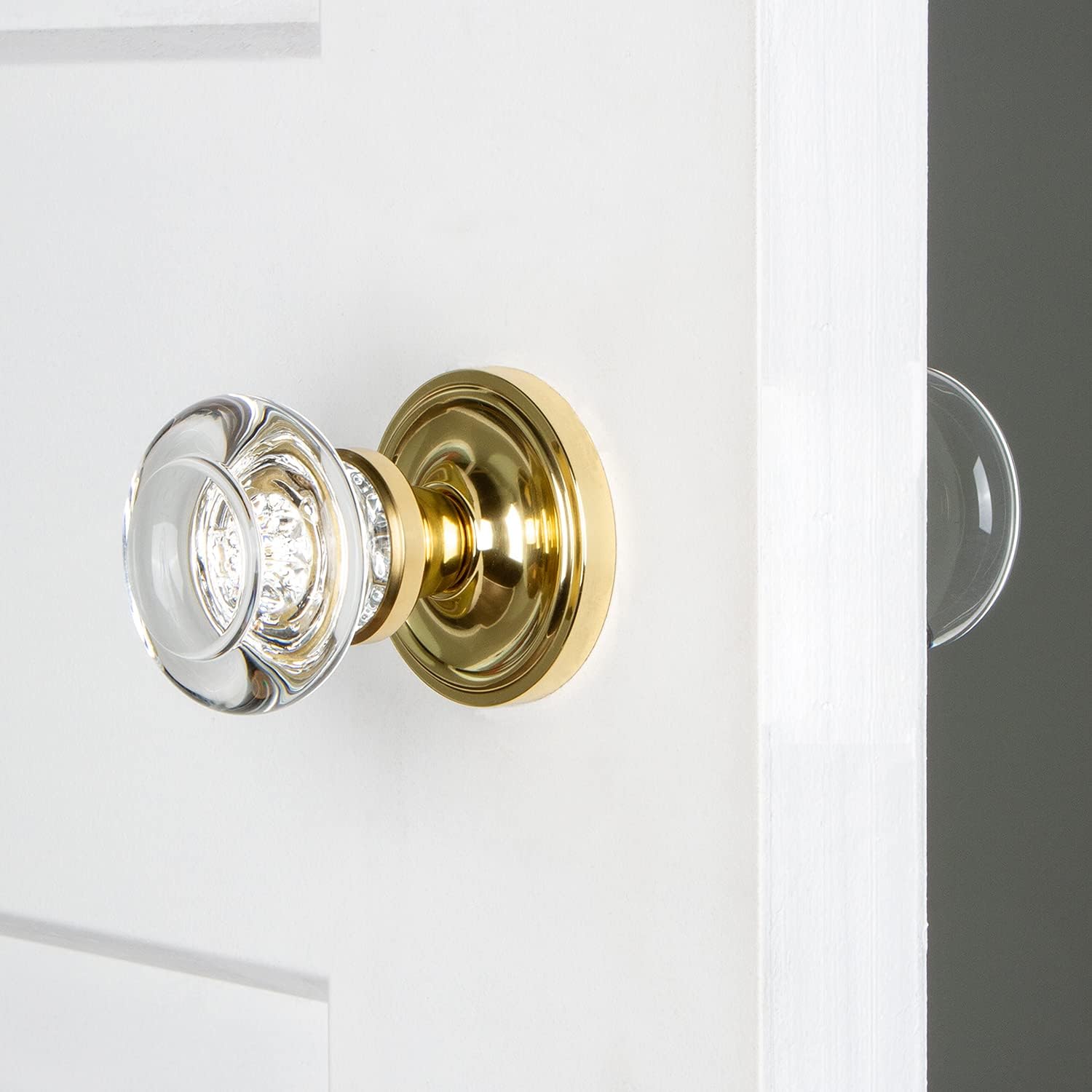 Nostalgic Warehouse Classic Rosette Round Clear Crystal Door Knob