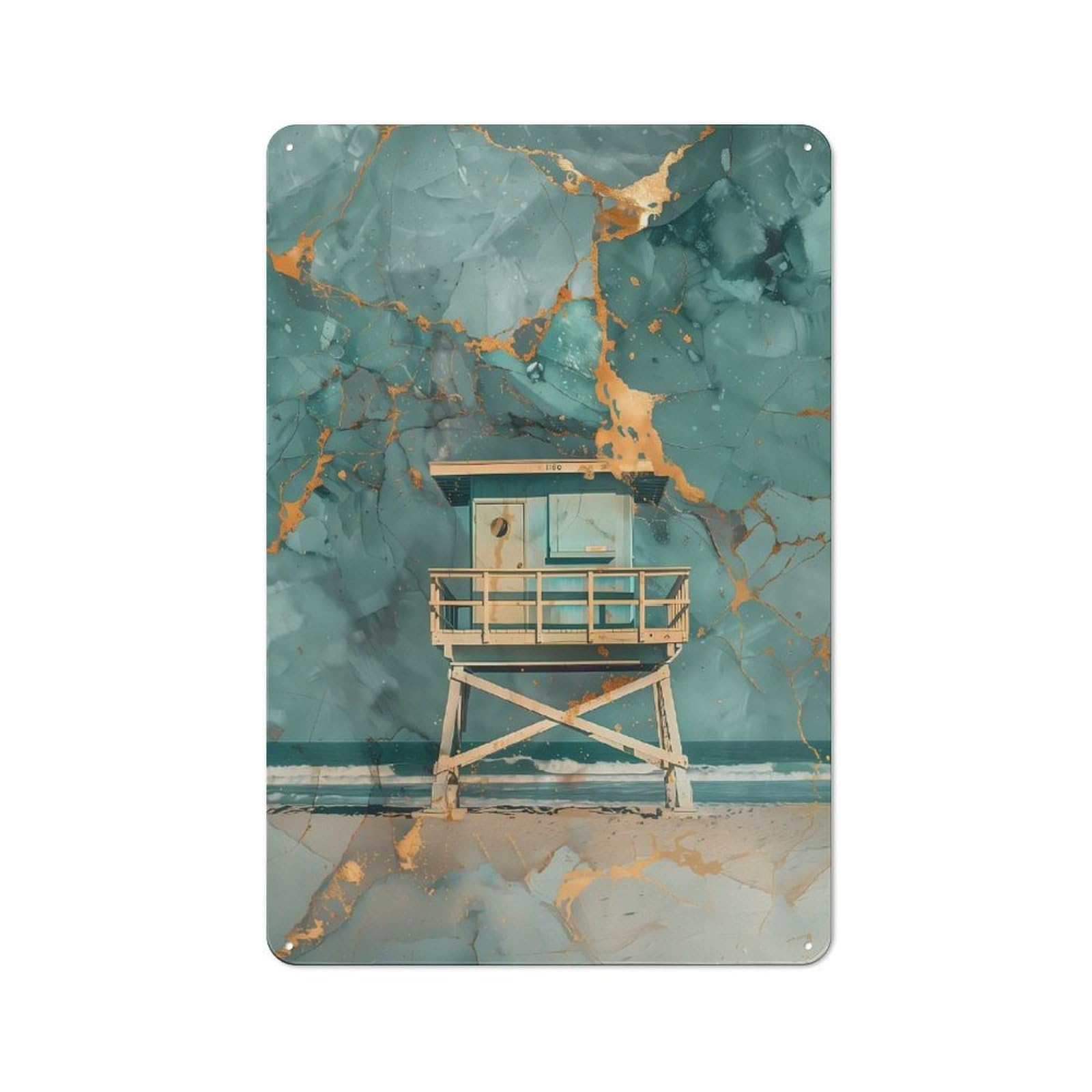 Junmoney Style-19 Game Room Marbel Lifeguard Stand Tin Wall Sign, Wall Decor For Office, Study, Game Room Or Hobby Space, 30X20cm