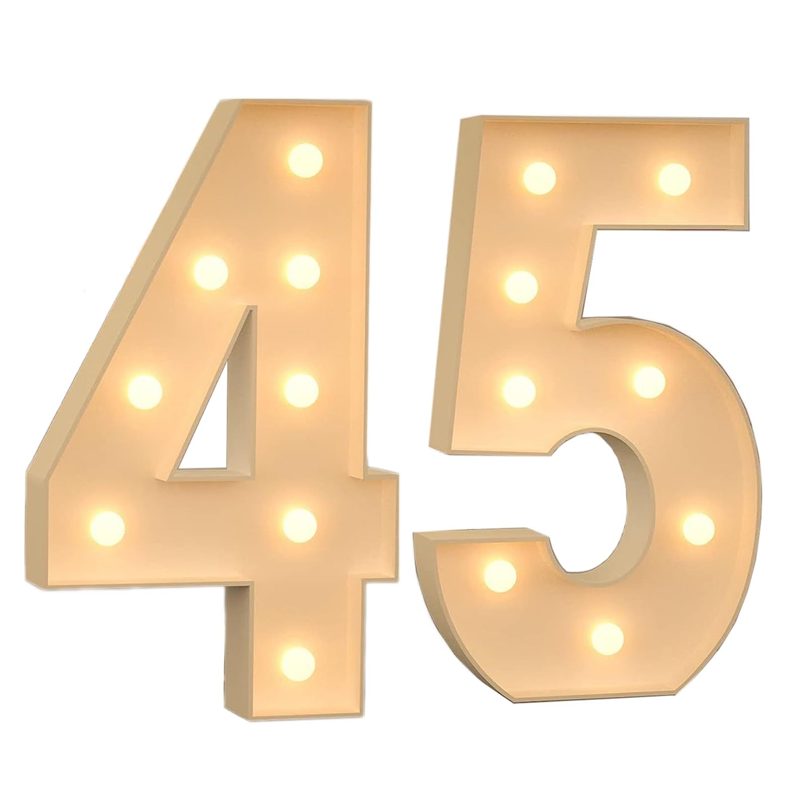 Marquee Light Up Numbers, 3ft/4ft Giant Mosaic LED Numbers Light Sign, Pre-Cut Mosaic Numbers Kit for Wedding Anniversary Bar Home Birthday Party Decoration ( Color : Number 45 , Size : 100CM/3.3FT )
