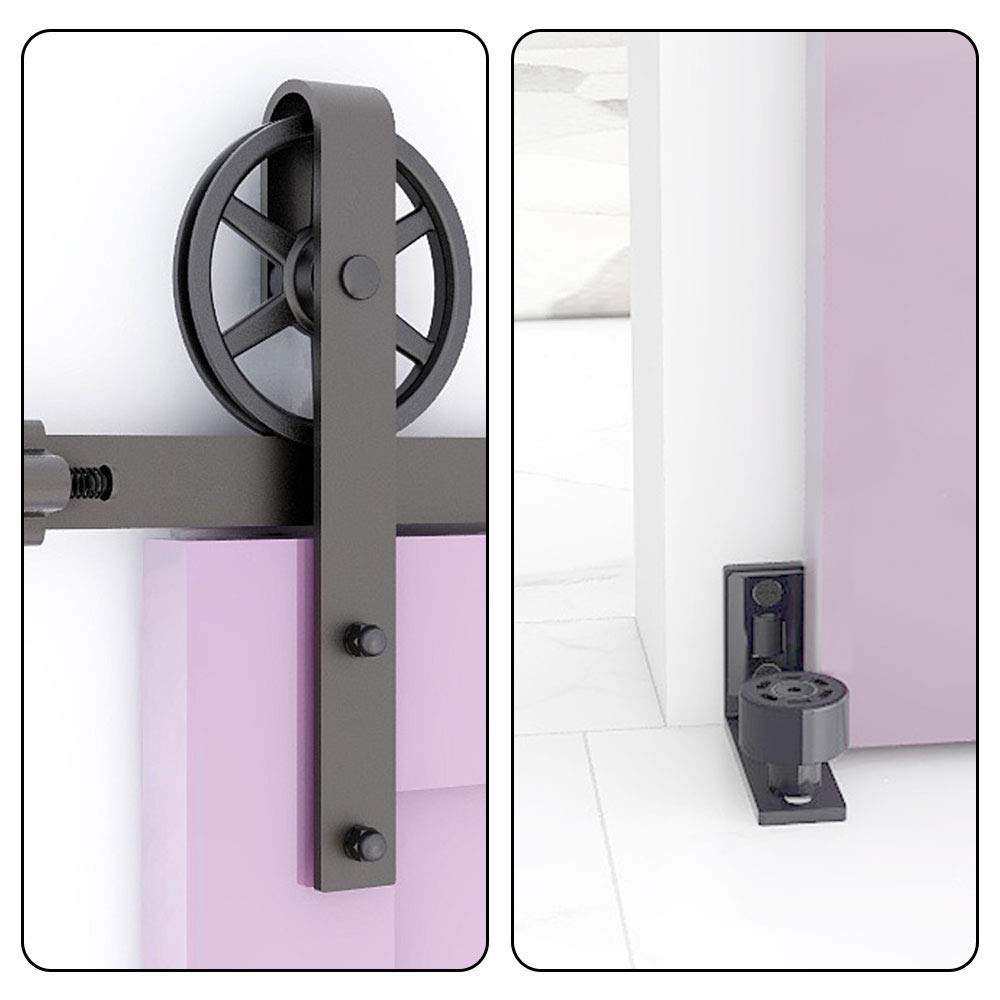 TSMST183CM/6FT Sliding Barn Door Hardware Kit Closet Track Roller Accessory Adjustable Floor Guide