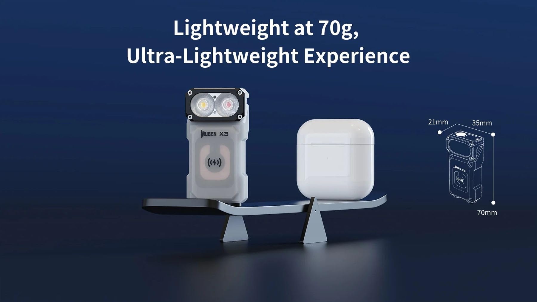 WUBEN X3 Pro Owl con stazione di ricarica utilizzabile come lanterna, colore: bianco