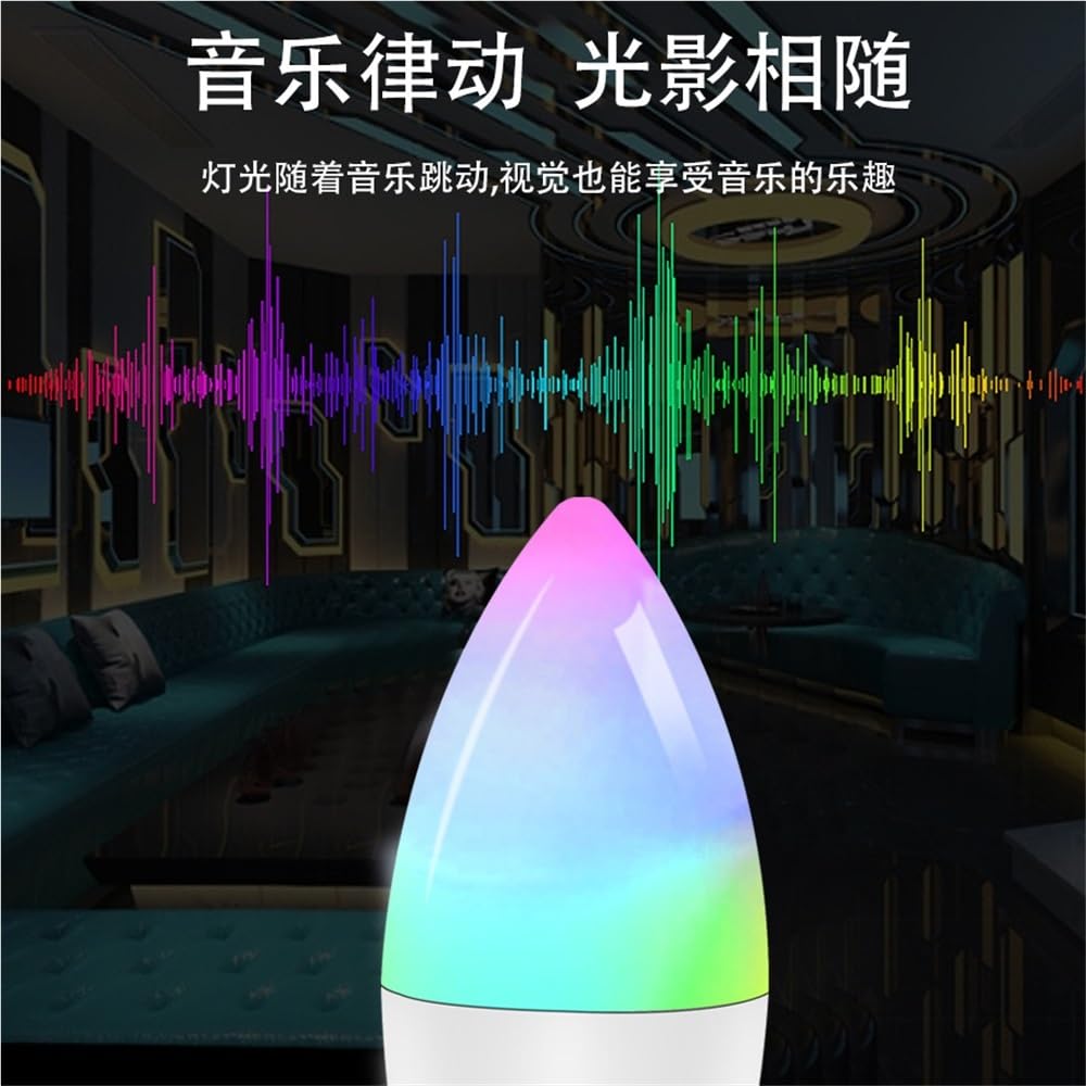 KJXP, Paquete de 10 bombillas LED inteligentes con forma de vela y WIFI, CA 85-265 V, E14, RGB+CW+WW, control por voz(E14 5W)