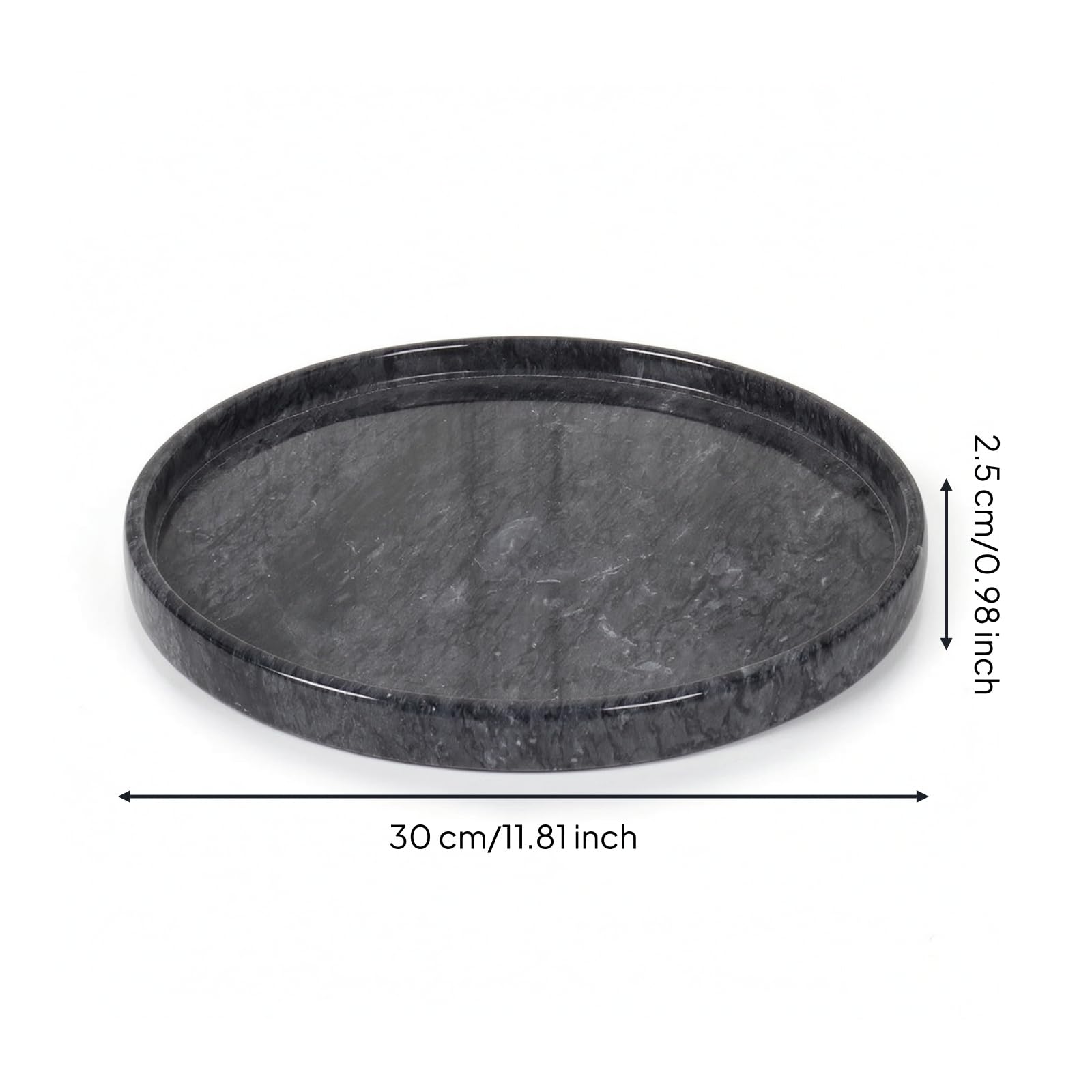 perfk Banja Mármol con Diseño Funcional Superficie Pulida Organizador Joyas Cosméticos y Llaves para Baño y Tocador Apta para Regalo, 30cm