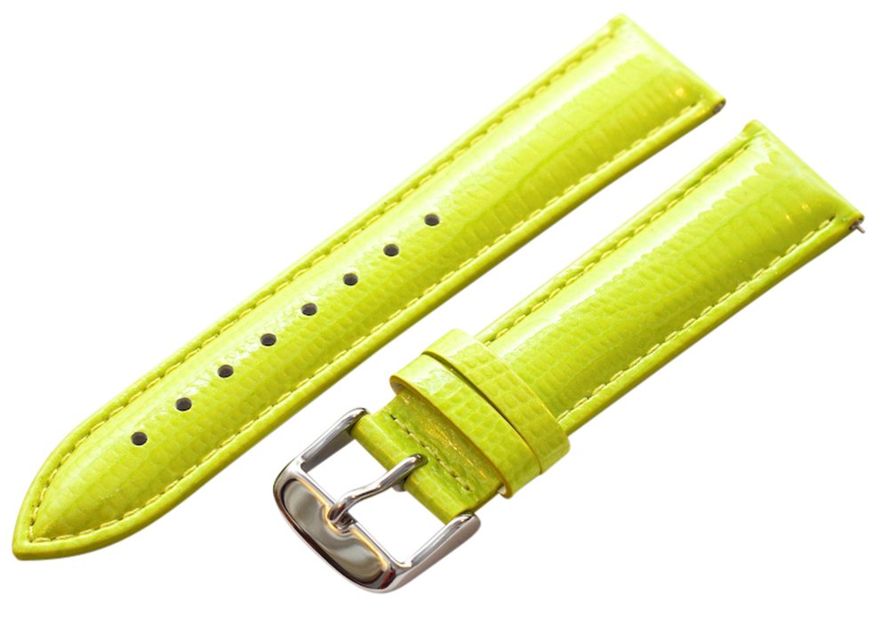 Clockwork Synergy - 2 Piece Ss Leather Lizard Grain Interchangeable Replacement Watch Band Strap 16mm - Lime Green - Men Women
